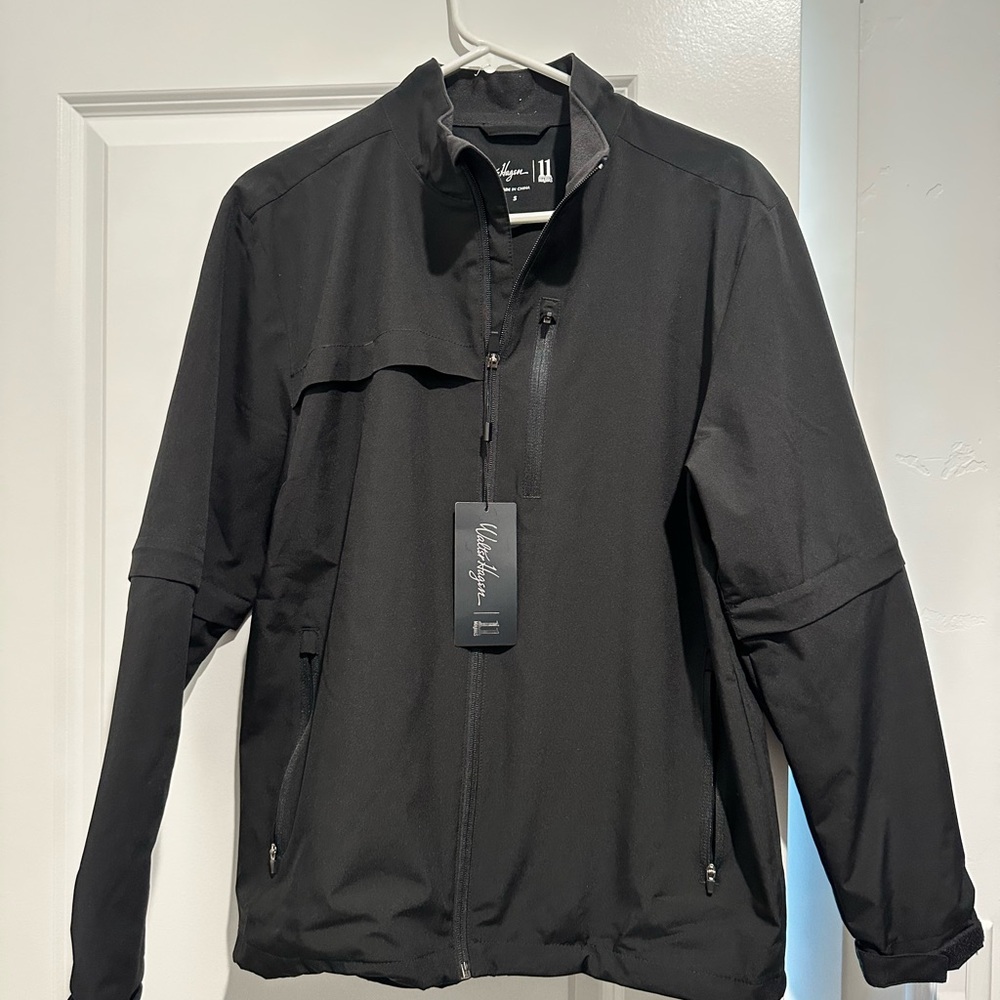 Walter Hagen Men's Golf Black Rain/Windbreaker Jacket w/ removable sleeves